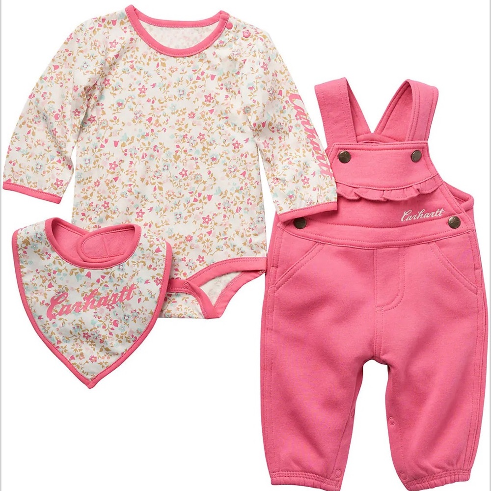 Carhartt 3-PIECE LONG SLEEVE GRAPHIC BODYSHIRT, BIB & FLEECE OVERALL SET